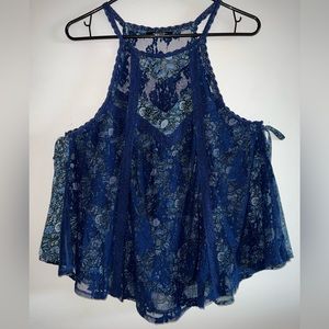 Blue floral sleeveless top Forever 21